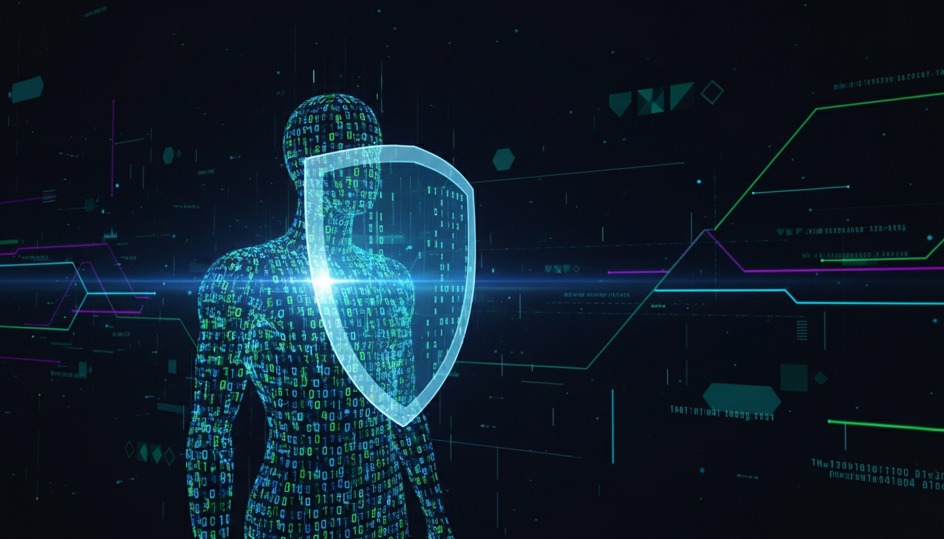 Abstrakcyjna wizualizacja ochrony danych i anonimowości w sieci