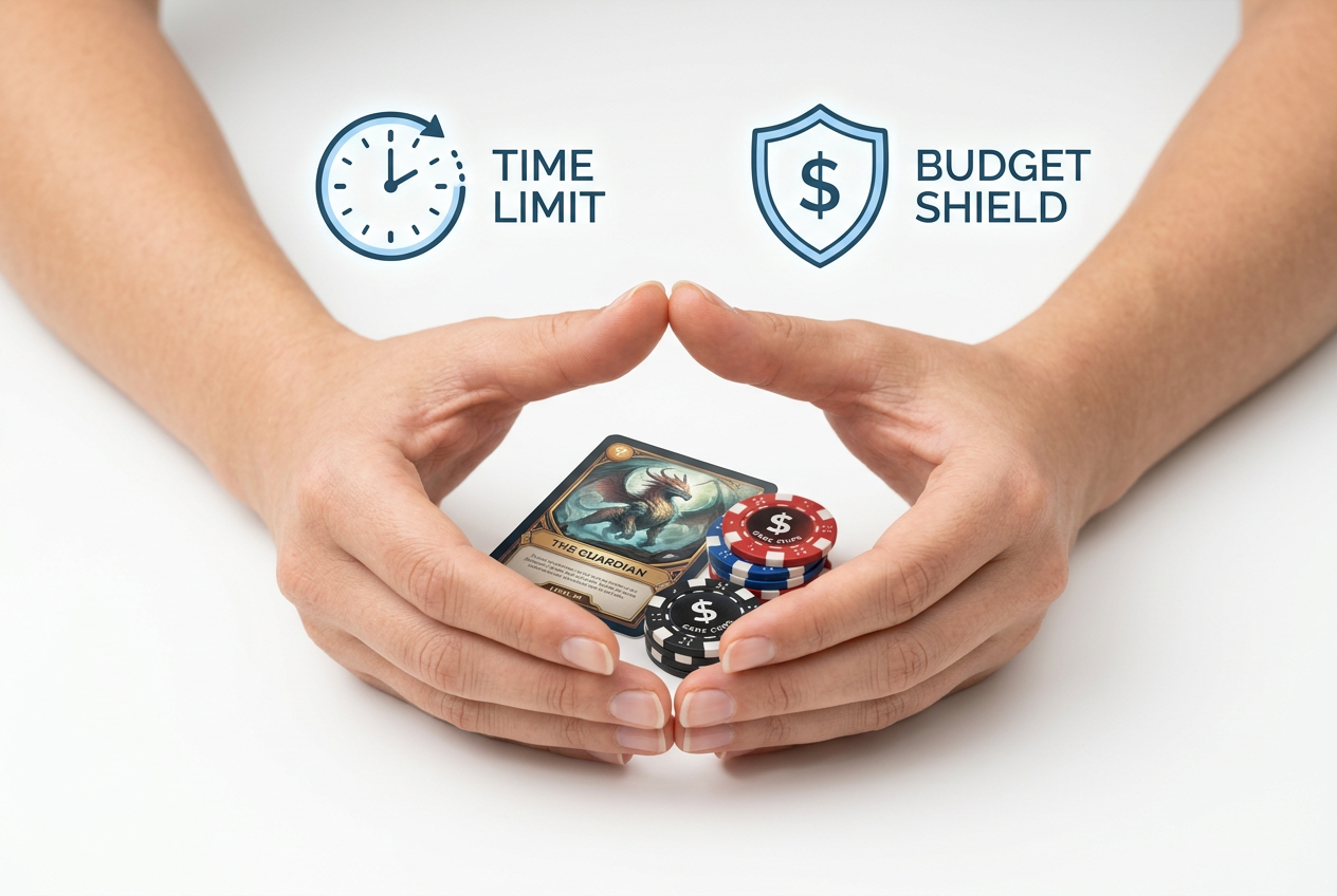 Koncepcja odpowiedzialnej gry z ikonami limitów czasowych i budżetowych